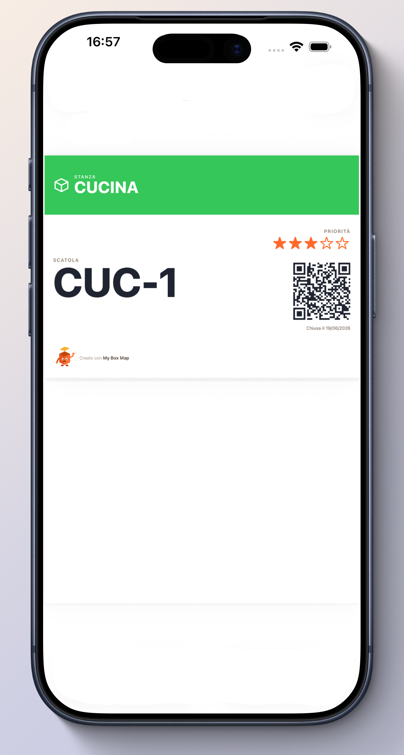 Etichetta con QR code in My Box Map