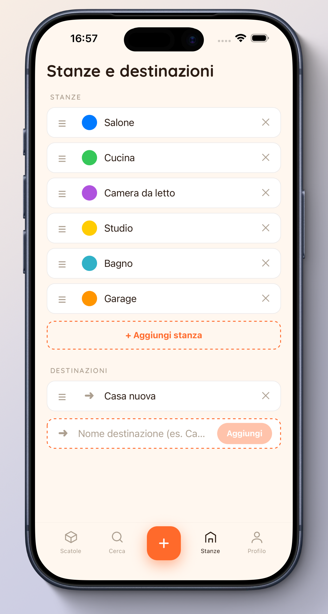 My Box Map su iPhone con stanze e destinazioni